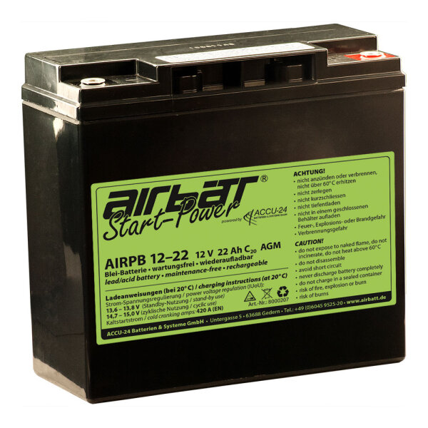 AIRBATT Start-Power AIR-PB 12-22 12V 22Ah AGM Starter- & Versorgungsbatterie